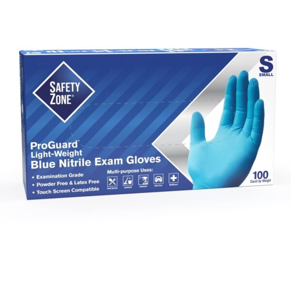 Safety Zone Powder Free Blue Nitrile Gloves Small Size - Blue - Powder-free, Comfortable, Allergen-free, Silicone-free, Latex-free, Textured - For Cleaning, Dishwashing, Food,...