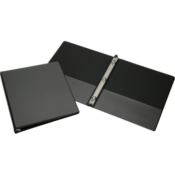 SKILCRAFT Faux Leather View Binder With Pockets 1/2" Binder Capacity - Letter - 8 1/2" x 11" Sheet Size - 3 x Round Ring Fastener(s) - Internal Pocket(s) - Faux Leather - Black...