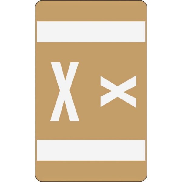 Smead AlphaZ ACCS Color-Coded Labels X - x 1" Width x 1 5/8" Length - Light Brown - Laminated - 10 / Sheet - 100 / Pack (67194)