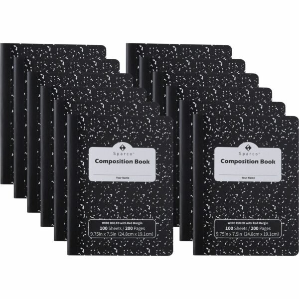 Sparco Composition Notebook 100 Sheets - Letter - Black Cover - 12 / Pack (00334)