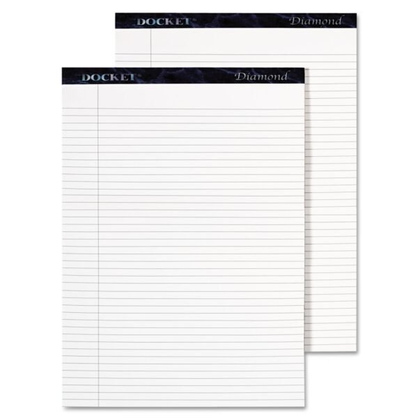 TOPS Docket Diamond Ruled Pads, Wide/Legal Rule, 50 White 8.5 x 11.75 Sheets, 2/Box (63975)