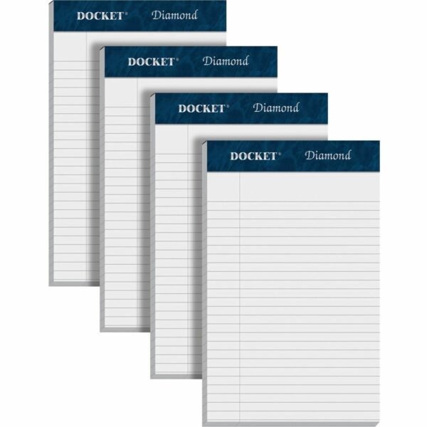 TOPS Docket Diamond Writing Tablet - Jr.Legal 50 Sheets - Double Stitched - 24 lb Basis Weight - Jr.Legal - 5" x 8" Sheet Size - 8" Height x 5" Width - White Paper - Perforated,...