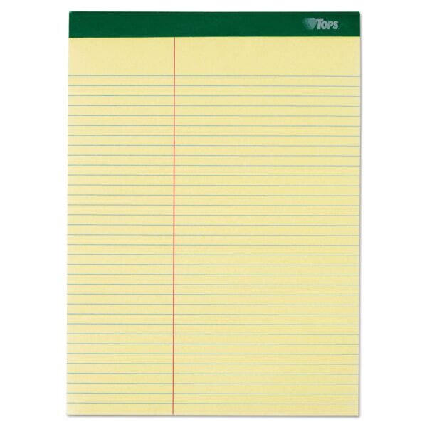 TOPS Double Docket Ruled Pads, Pitman Rule Variation (Offset Dividing Line - 3" Left), 100 Canary 8.5 x 11.75 Sheets, 6/Pack (63396)