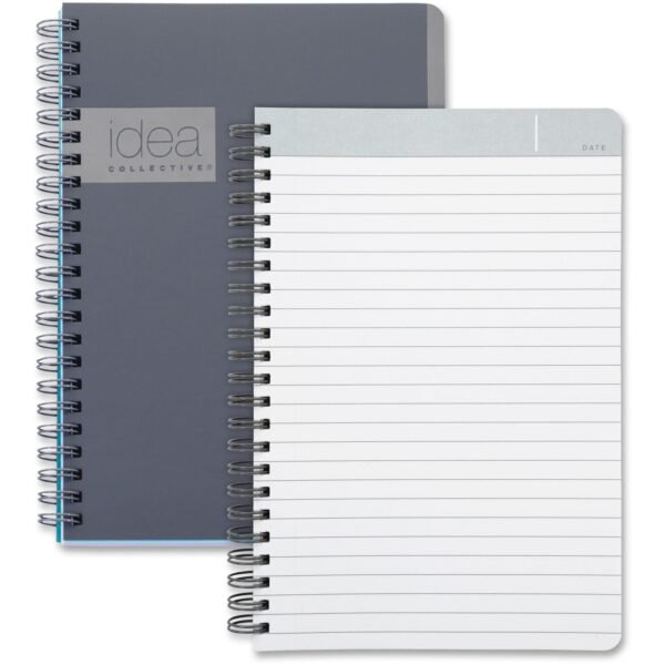 TOPS Idea Collective Professional Notebook Twin Wirebound - College Ruled Front Ruling - 5" x 8" Sheet Size - Gray Cover - Soft Cover, Perforated - 1 Each (57010IC)