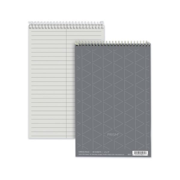 TOPS Prism Steno Pads, Gregg Rule, Gray Cover, 80 Gray 6 x 9 Sheets, 4/Pack (80274)