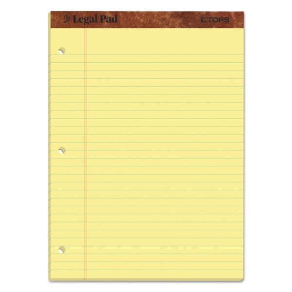 TOPS "The Legal Pad" Ruled Perforated Pads, Wide/Legal Rule, 50 Canary-Yellow 8.5 x 11.75 Sheets, Dozen (75351)