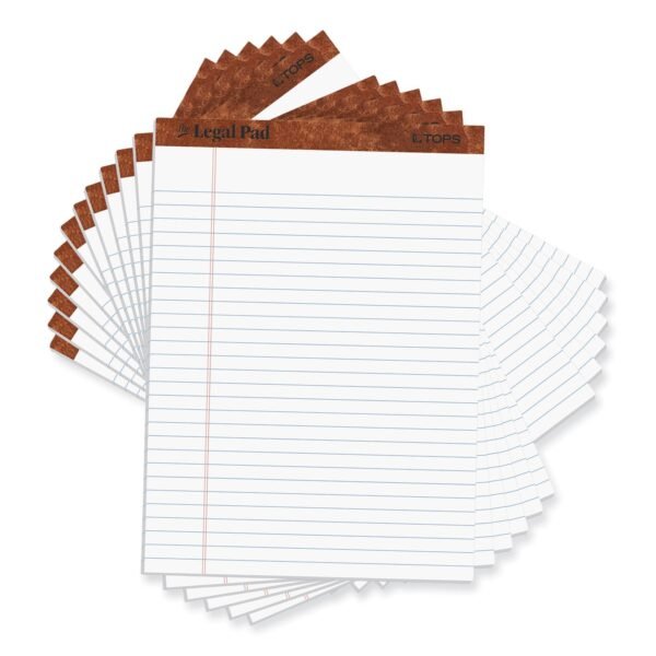 TOPS "The Legal Pad" Ruled Perforated Pads, Wide/Legal Rule, 50 White 8.5 x 11.75 Sheets, Dozen (7533)