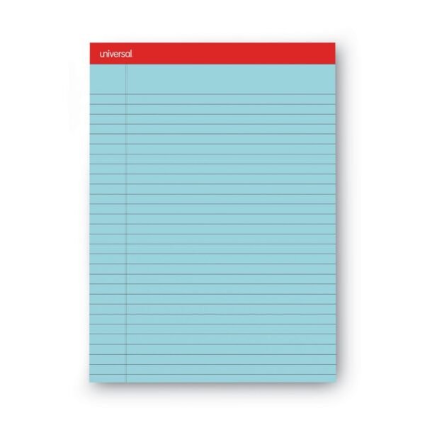Universal Colored Perforated Ruled Writing Pads, Wide/Legal Rule, 50 Blue 8.5 x 11 Sheets, Dozen (UNV35880)