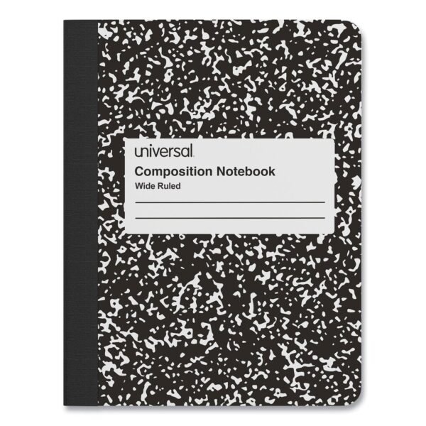 Universal Composition Book, Wide/Legal Rule, Black Marble Cover, (100) 9.75 x 7.5 Sheets (UNV20930)