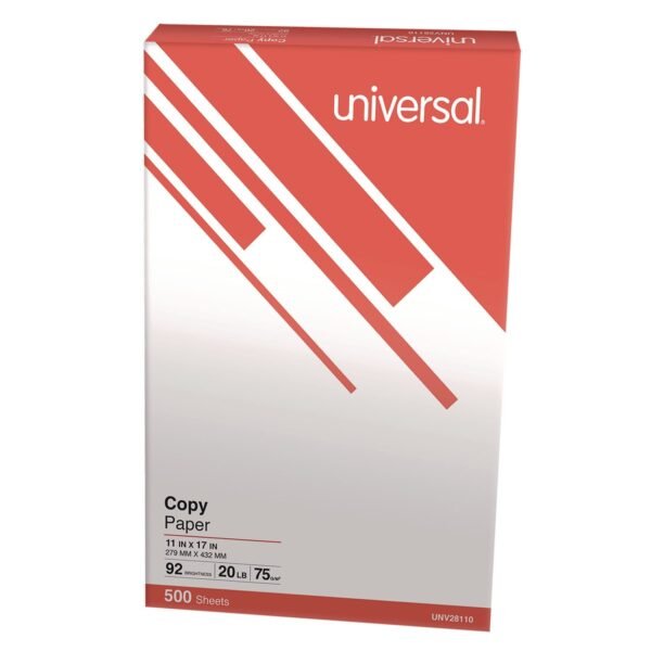 Universal Copy Paper, 92 Bright, 20 lb Bond Weight, 11 x 17, White, 500 Sheets/Ream (UNV28110RM)
