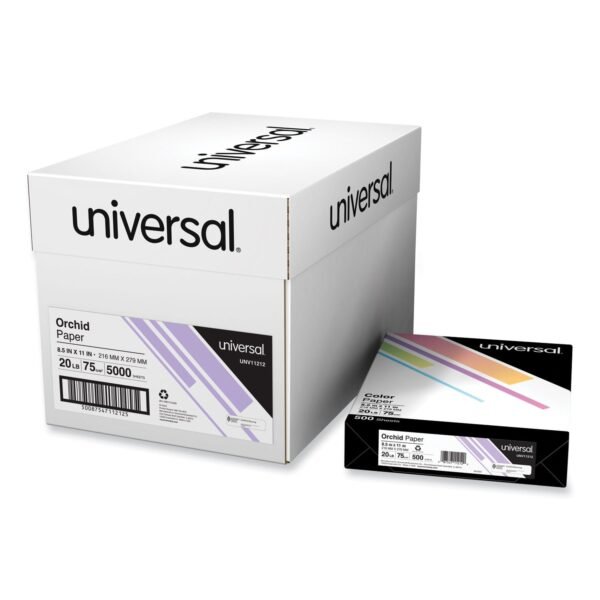 Universal Deluxe Colored Paper, 20 lb Bond Weight, 8.5 x 11, Orchid, 500 Sheets/Ream, 10 Reams/Carton (UNV11212CT)