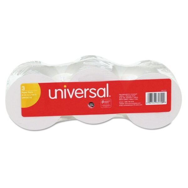 Universal Impact and Inkjet Print Bond Paper Rolls, 0.5" Core, 2.25" x 150 ft, White, 3/Pack (UNV35720)