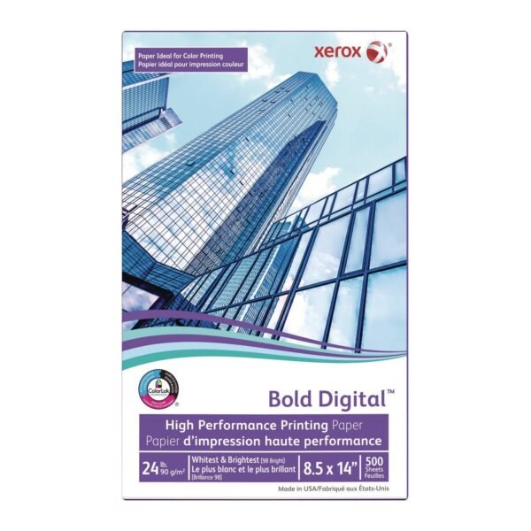 Xerox Bold Digital Printing Paper, 98 Bright, 24 lb Bond Weight, 8.5 x 14, White, 500 Sheets/Ream, 8 Reams/Carton (3R11542R)
