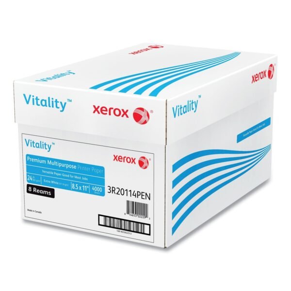 Xerox Vitality Premium Multipurpose Print Paper, 97 Bright, 24 lb Bond Weight, 8.5 x 11, Extra White, 500/Ream, 8 Reams/Carton (1001)